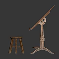 Classic Wooden Drawing Table With Matching Stool For Home Office Furniture