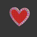 Heart Shaped Red Decorative Ornament Set With Gold Beads And Reflection On Black Surface