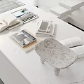 Inflatable Stool On White Marble Countertop With Books Steps And Window 3d model