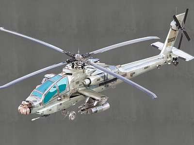 Military Attack Helicopter In Camouflage With Armaments 3d model