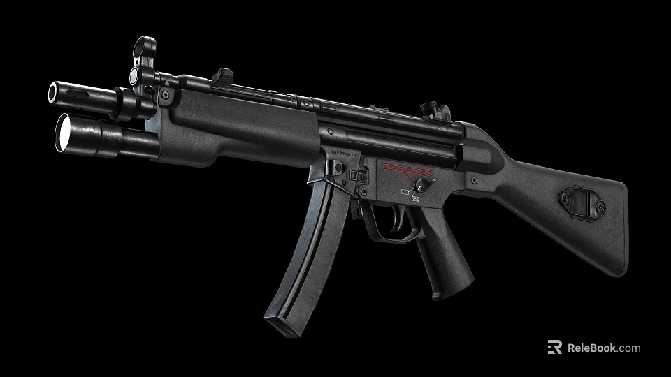 Black Combat Rifle With Metal Barrel Magazine And Classic Design Features 3d model 