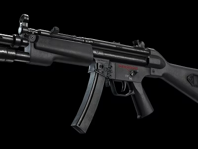 Black Combat Rifle With Metal Barrel Magazine And Classic Design Features 3d model