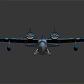 Blue Model Airplane With Twin Propellers White Star Decals And Floats