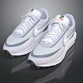 White And Gray Nike Mesh Upper Sports Shoes With Modern Design And White Sole