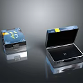 Practical Metal Storage Boxes With Decorative Emblems Open And Closed Reflective Base 3d model