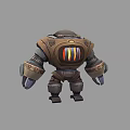 Detailed Stylized Robot Game and Movie Character With Mechanical Armor and Colorful Chest