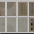 Square Rugs with Various Geometric Patterns in Neutral Tones for Modern Interior Decor 3d model