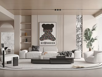 Modern Living Room Simple Living Room Background Wall Sofa Combination 3d model