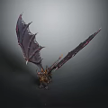 Mythical Dark Dragon Statue With Spread Leathery Wings And Intricate Scaled Details