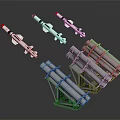Multiple Modern Military Missiles Mounted on Launchers Defense Weapon System