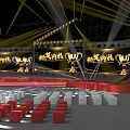 Award Ceremony Stage Setup With Red White Seats And Bright Lighting 3d model