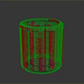 Blue Cylindrical Grid Container With Square Pattern And Modern Structure