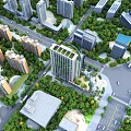 Aerial Urban Planning View With High Rise Buildings Green Spaces And Roads