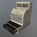 Vintage Commercial Cash Register With Open Drawer Digital Display And Keypad Features