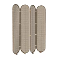 Modern Four Panel Room Divider With Grid Design And Metal Frame 3d model