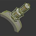 Detailed Mechanical Equipment With Metal Gears Coils And Curved Concrete Base