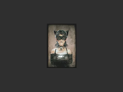 Stylish Game Movie Character With Cat Ear Headpiece In Lace Outfit And Vintage Art Style 3d model