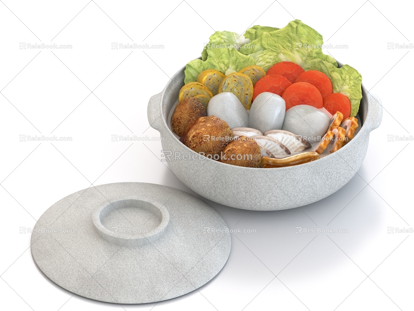 Casserole Seafood Soup Stew Soup Tons Food 3d model