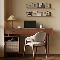 Vintage Solid Wood Writing Desk With Comfortable Chair And Storage Cabinet For Cozy Home Workspace