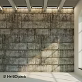 Textured Concrete Wall Components Arranged In Modern Pattern With Natural Light 3d model