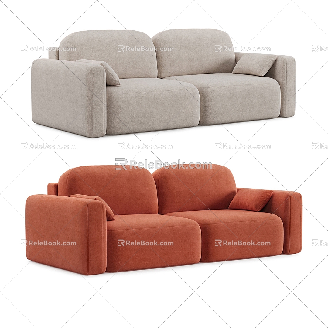 Simple double sofa 3d model