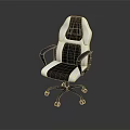 Black and White High Back Office Chair with Armrests and Rolling Wheels