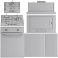 Modern Black Kitchen Appliances Set With Gas Stove Oven Range Hood And Induction Cooktop