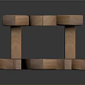 Wooden Blocks Castle Building With Pointed Towers Arched Openings And Stacked Blocks