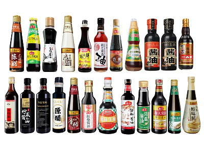 Chinese Seasoning Bottles Variety Display For Kitchen 3d model