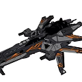 Futuristic Sci Fi Spaceship With Black Orange Detailed Mechanical Design