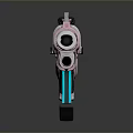Futuristic Pink And Silver Gun With Blue Tech Details And Sleek Design