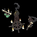 Vintage Rustic Metal Chandelier With Candle Shaped Lights And Green Glass Decor For Indoor Lighting