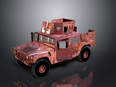 Copper Red Armored Military Style Off Road Truck With Detailed Design Features 3d model