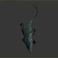 Fierce 3D Game and Movie Monster Character With Blue Orange Skin Spiked Back Open Mouth