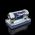 Smart Machine Featuring Transparent Cylindrical Container With Lightning Inside Blue High Tech Platform 3d model