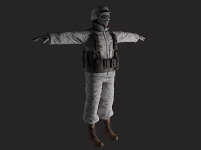 Man in Protective Suit with Helmet Mask and Tactical Vest Standing with Arms Outstretched 3d model