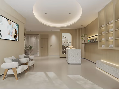 Modern Hospital Outpatient Clinic With Comfortable Sofas And Digital Screen 3d model