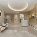 Modern Hospital Outpatient Clinic With Comfortable Sofas And Digital Screen 3d model
