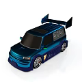 Metallic Blue Modified Compact Car With Rear Spoiler Sporty Body And Alloy Wheels