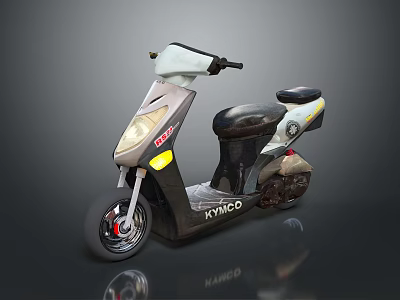 Stylish KYMCO Scooter With Black And White Body Yellow Accents Headlight And Seat 3d model
