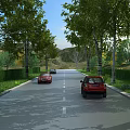 Well Constructed Road Facilities with Two Way Lanes Vehicles and Green Trees on Sides