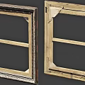 Two Vintage Picture Frames With Decorative And Simple Wooden Divided Panels 3d model