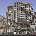 Multi Level Commercial Street Featuring Staircases Green Plants Outdoor Seating And Umbrellas