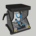 Industrial Mechanical Device With Black Top Platform Blue Pipes And Yellow Connectors