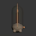 Floor Lamp With Copper Arch Stand Transparent Glass Shade Brown Cylinder Beige Base Small Feet