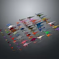 Colorful Dinosaur Models in Various Colors Arranged Together on Gray Background