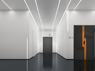 modern elevator hall 3d model