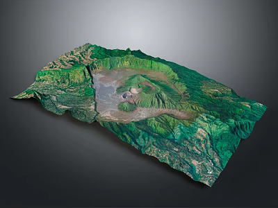 Detailed 3D Terrain Model With Green Vegetated Mountains And Valley Landforms 3d model