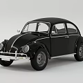 Classic Black Beetle Car With Vintage Exterior Design And Silver Accents