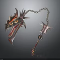 Mythical Dragon Head Chain Weapon With Spiked Hammer And Intricate Metal Design